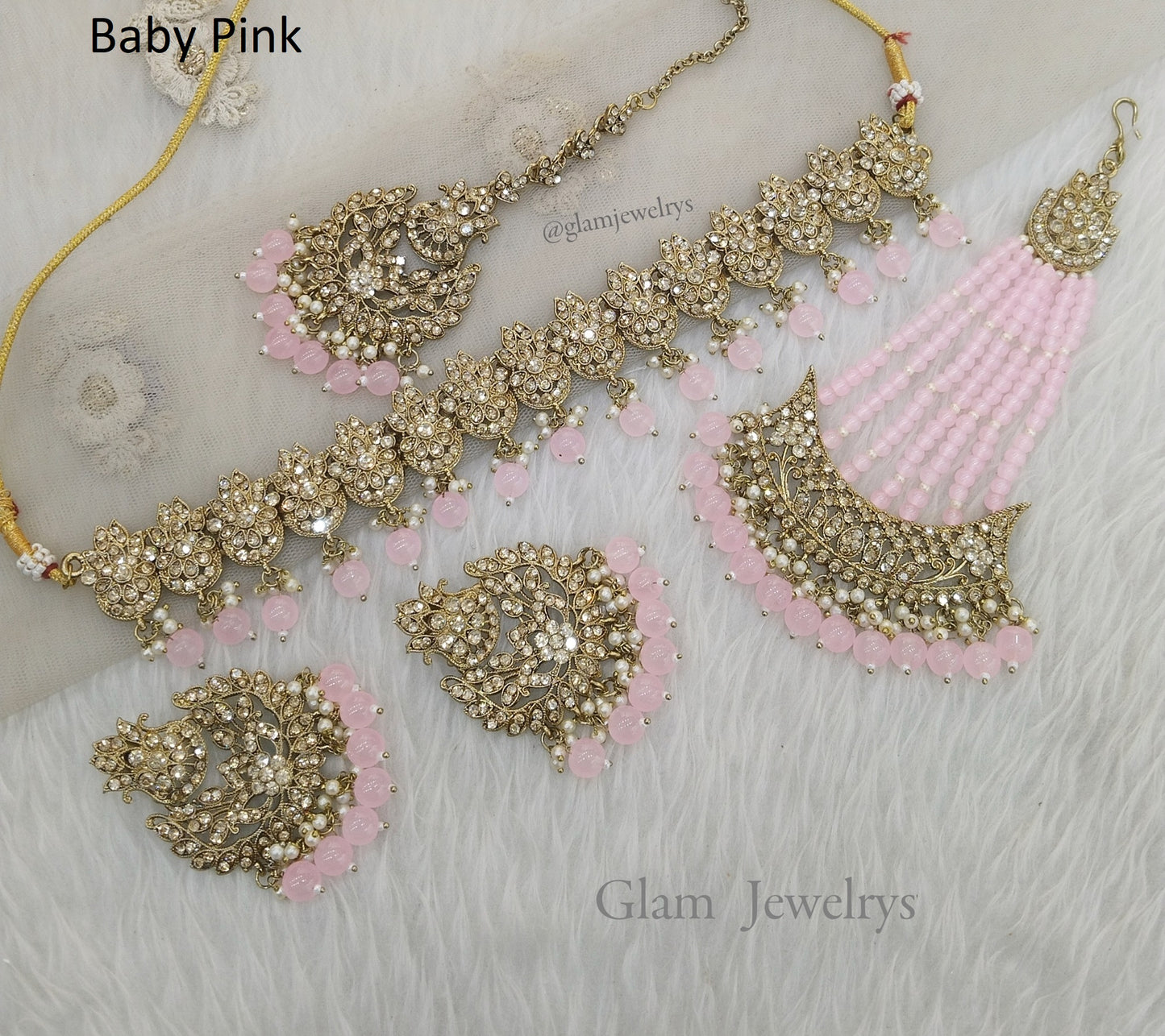 Choker Set /Baby Pink Choker Jewellery set with Jhumar /Indian Navy choker set