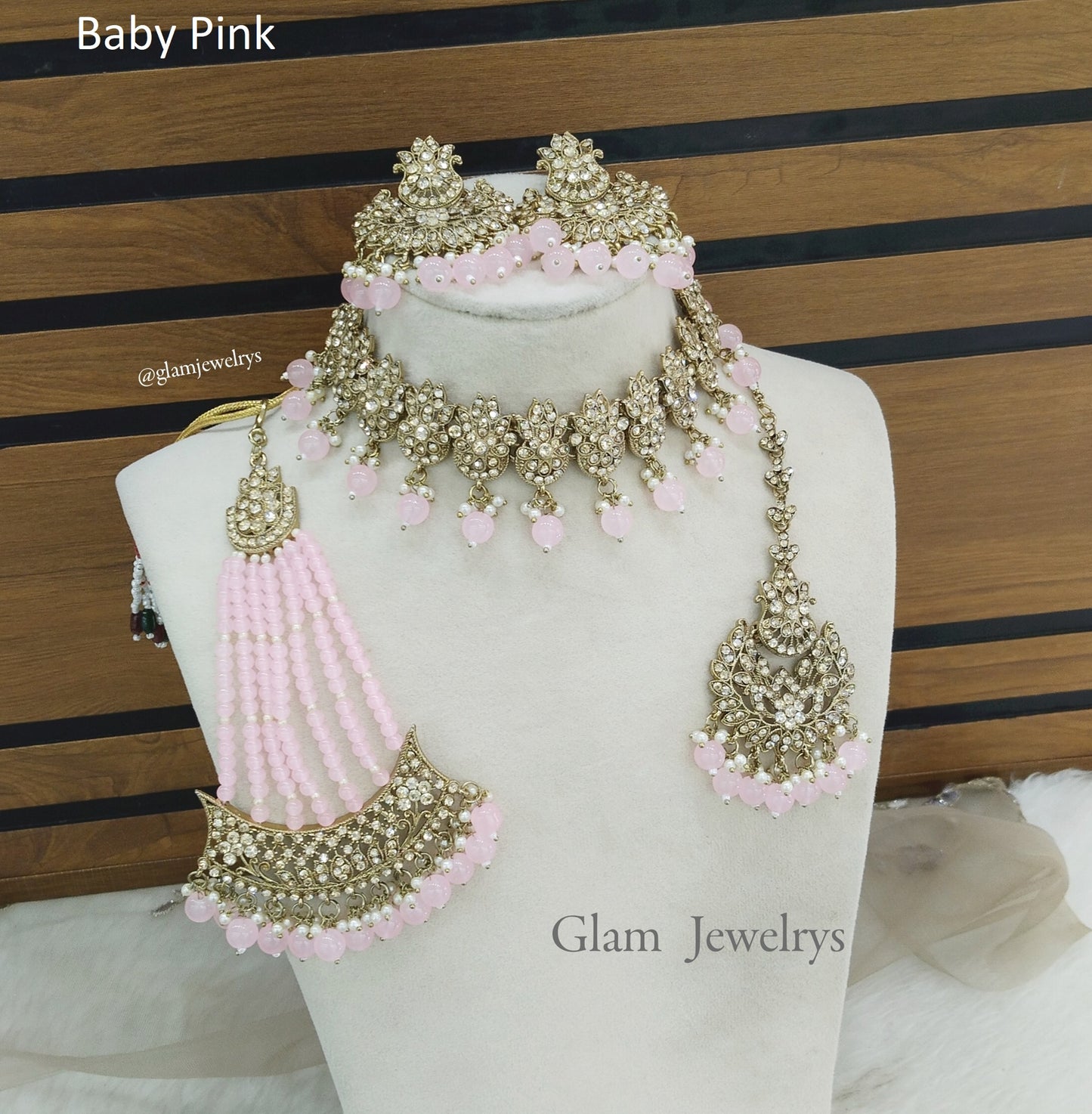 Choker Set /Baby Pink Choker Jewellery set with Jhumar /Indian Navy choker set