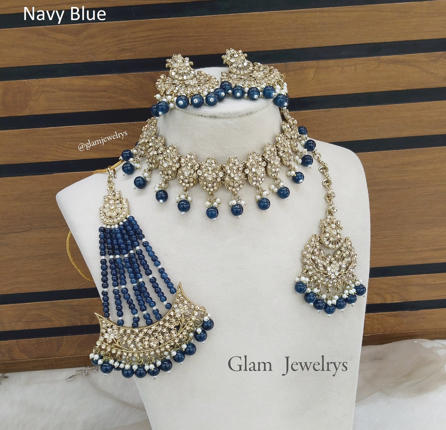 Choker Set /Navy Blue Choker Jewellery set with Jhumar /Indian Navy choker set