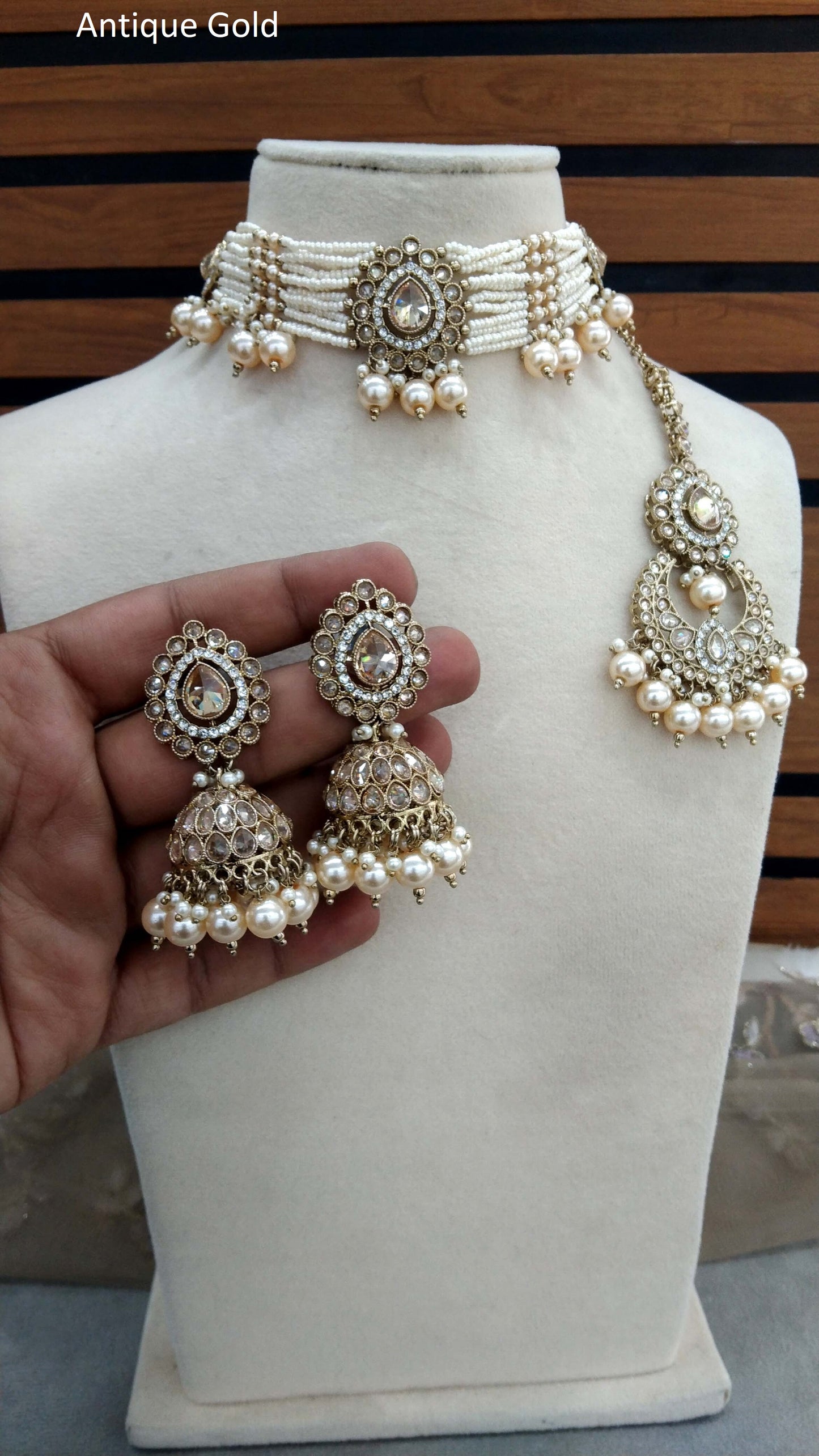 Antique Gold Choker Set/ Dark Gold Indian Bridal Juliet Jewellery Online