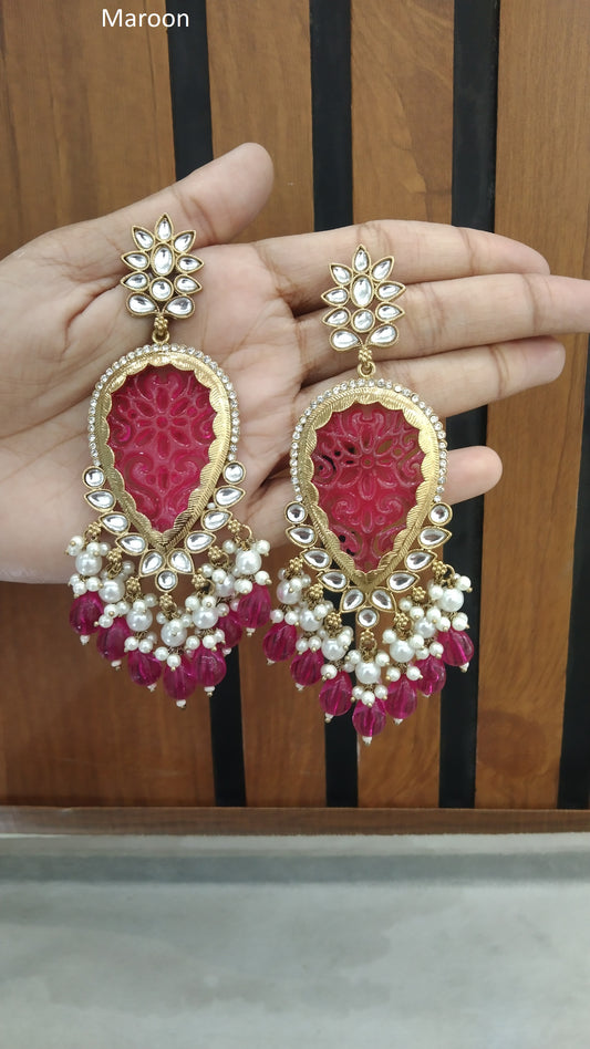 Indian Kundan Rani Charvi Earrings