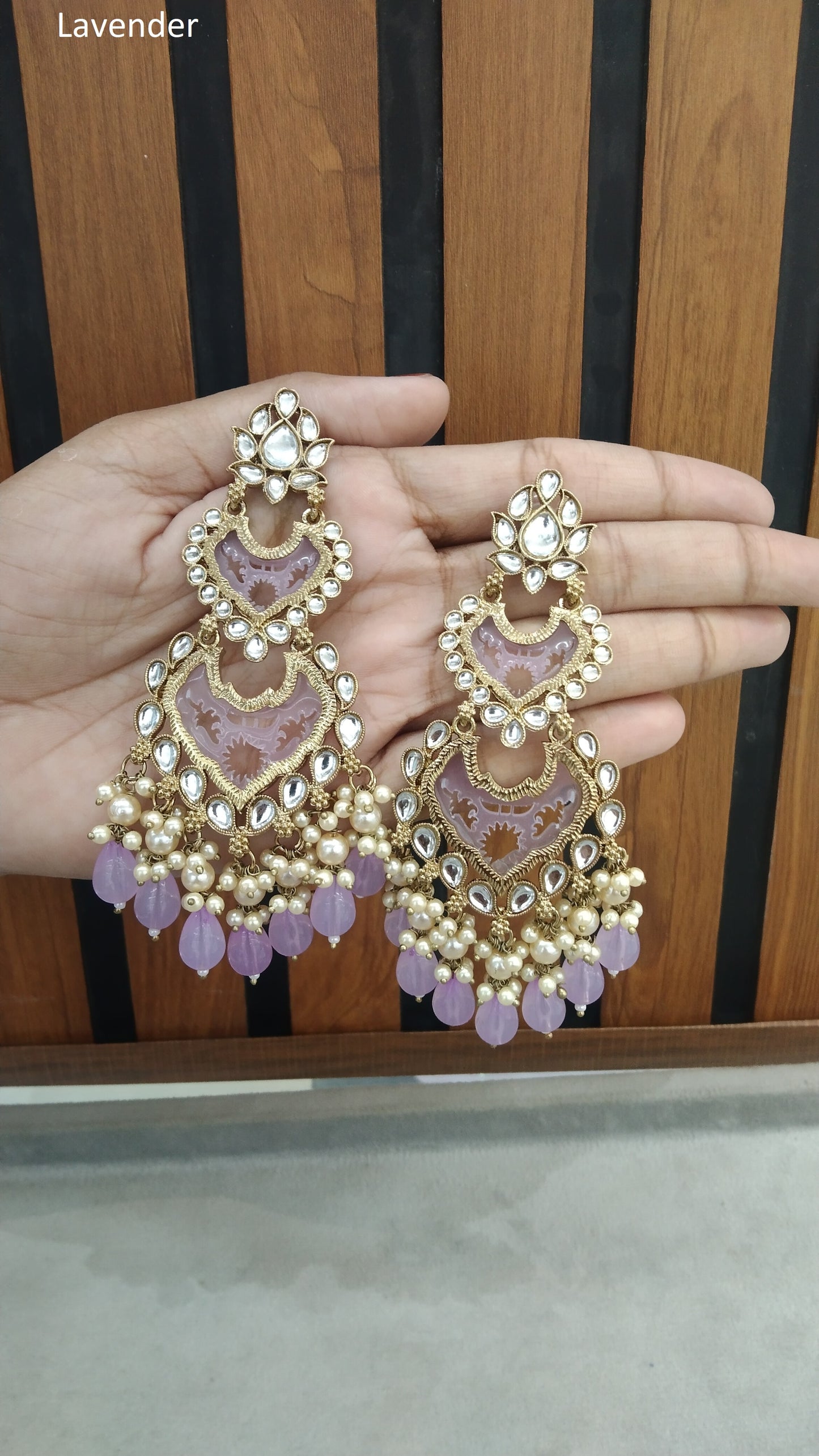 Indian Kundan Lavender  Charvi Earrings