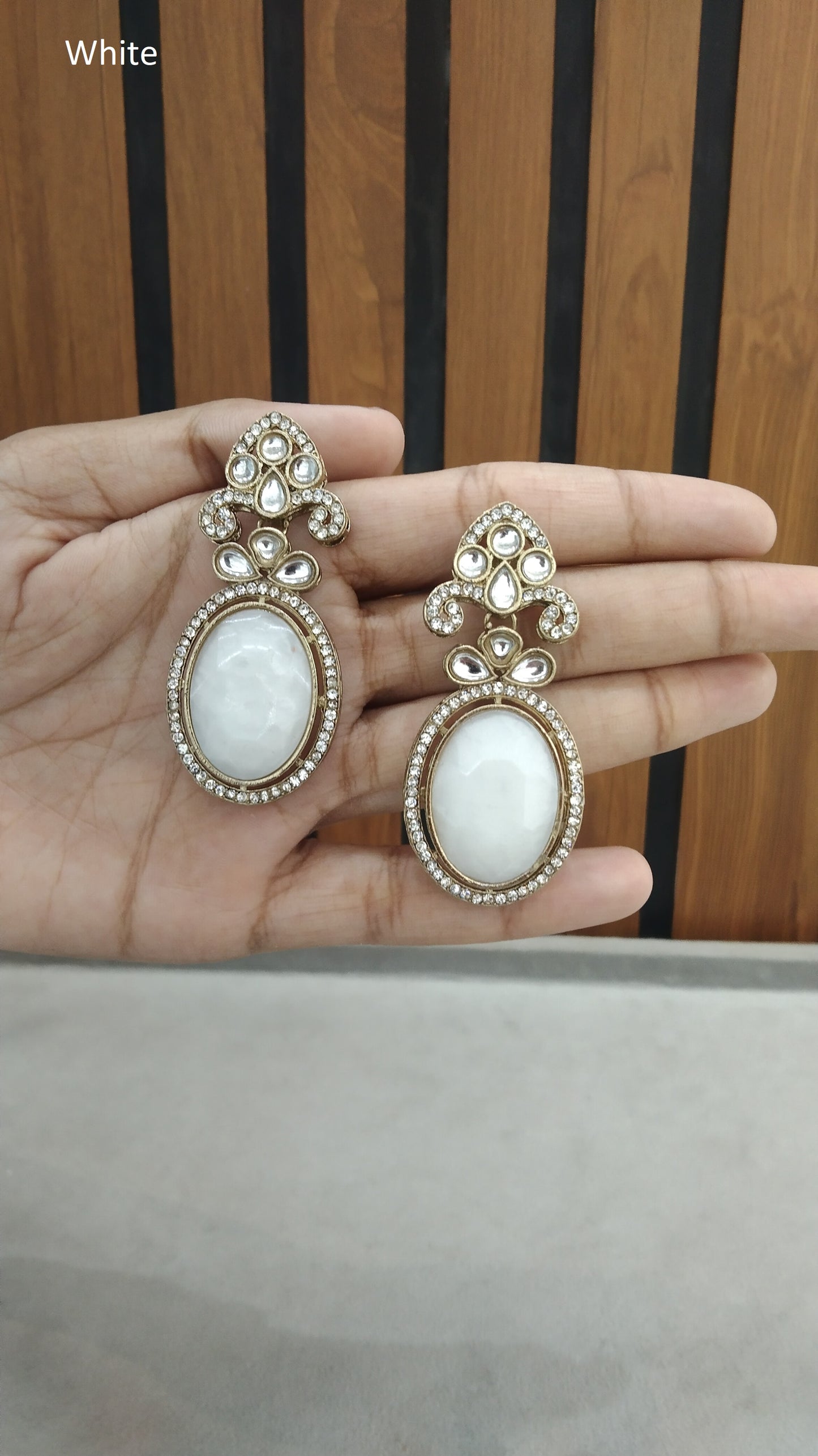 Indian Kundan White Hiral Earrings