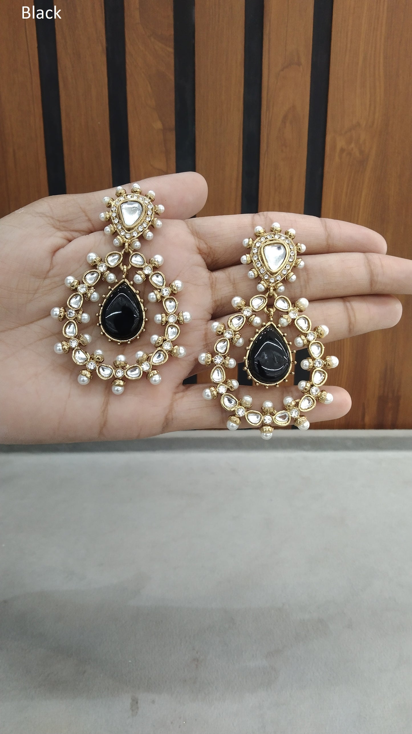 Indian Kundan Black Hiral Earrings