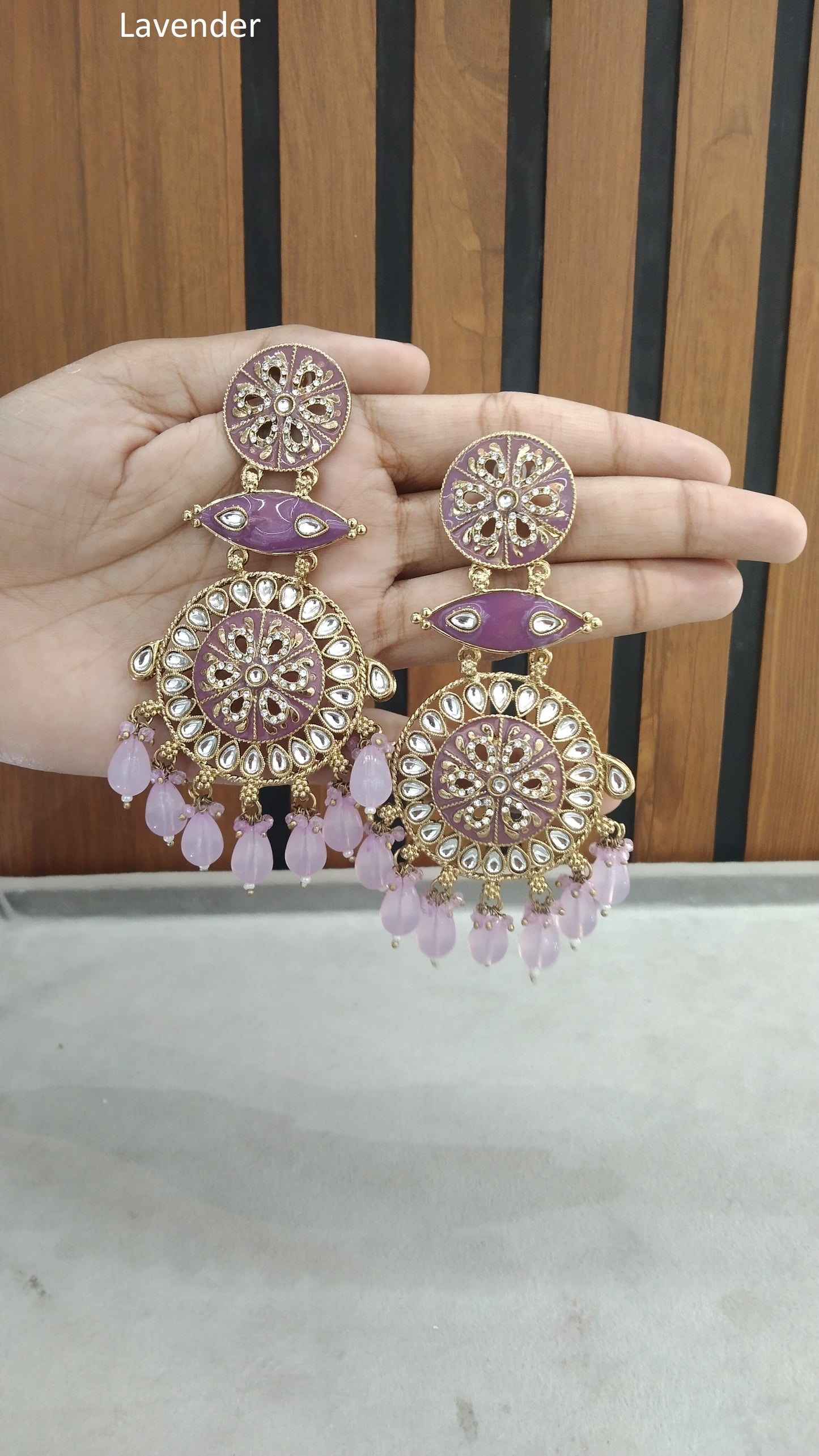 Indian Kundan Lavender Jivika Earrings