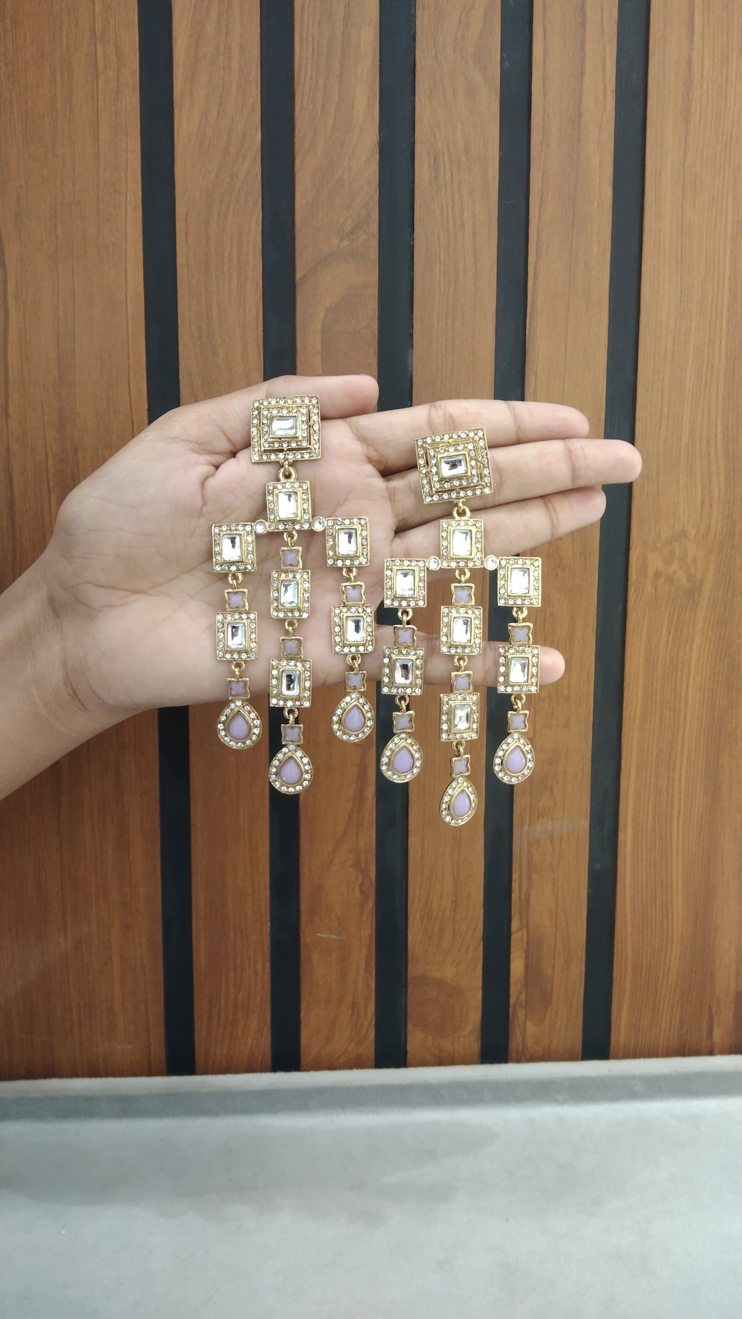 Indian Kundan Lavender Jivika Earrings