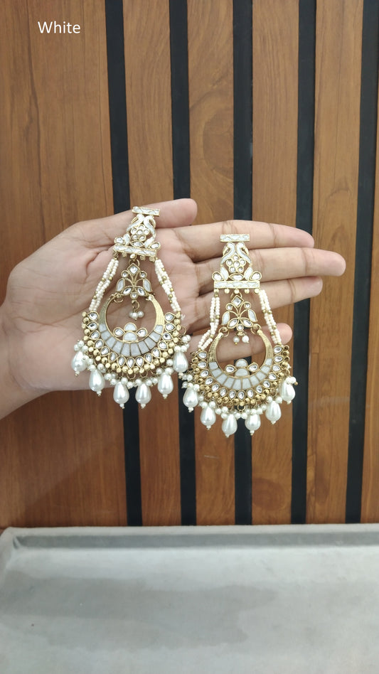 Indian Kundan  White Kriti Earrings