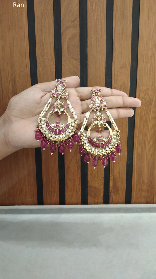 Indian Kundan Rani Kriti Earrings