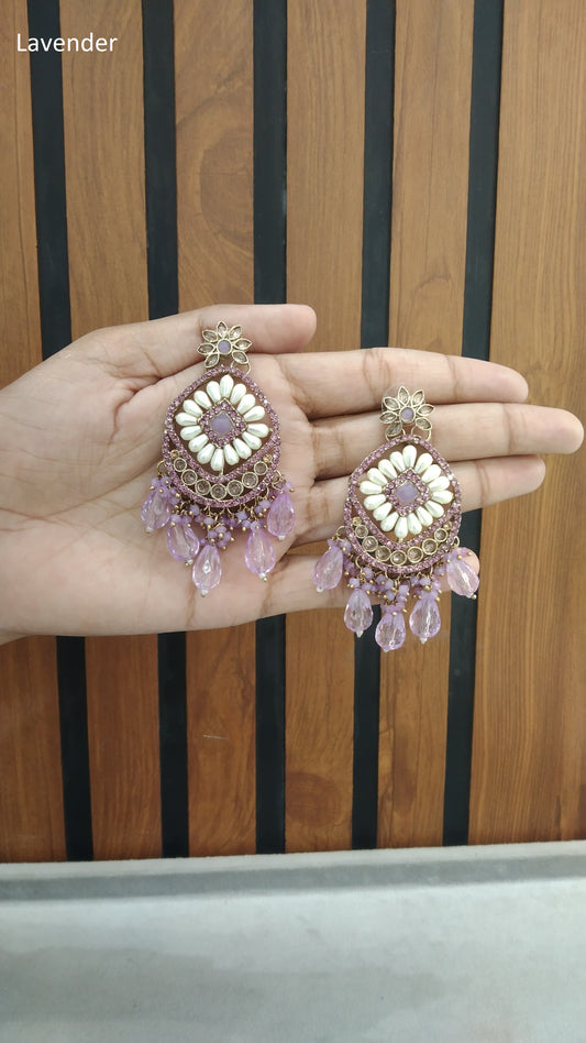 Indian Antique Gold Lavender Kavya Earrings