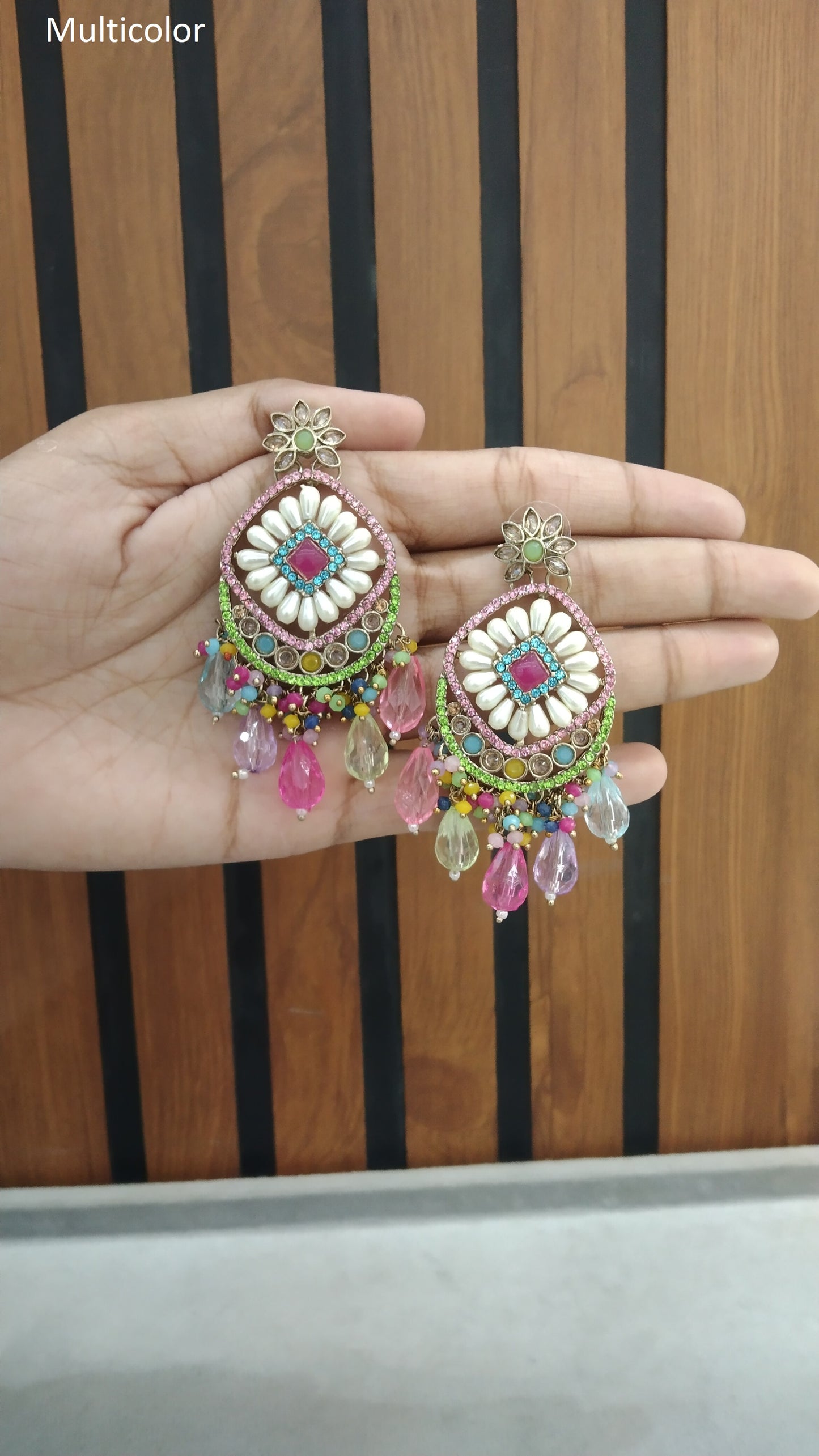 Indian Antique Gold  Multicolor Kavya Earrings