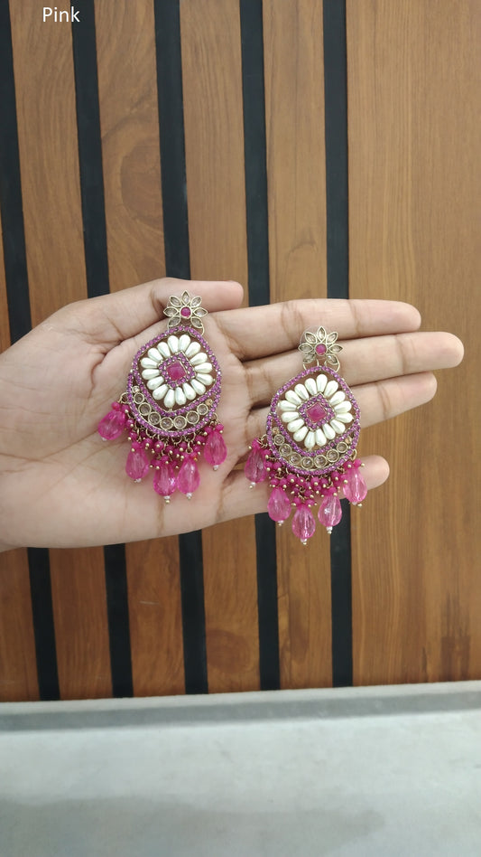 Indian Antique gold Pink Kavya Earrings