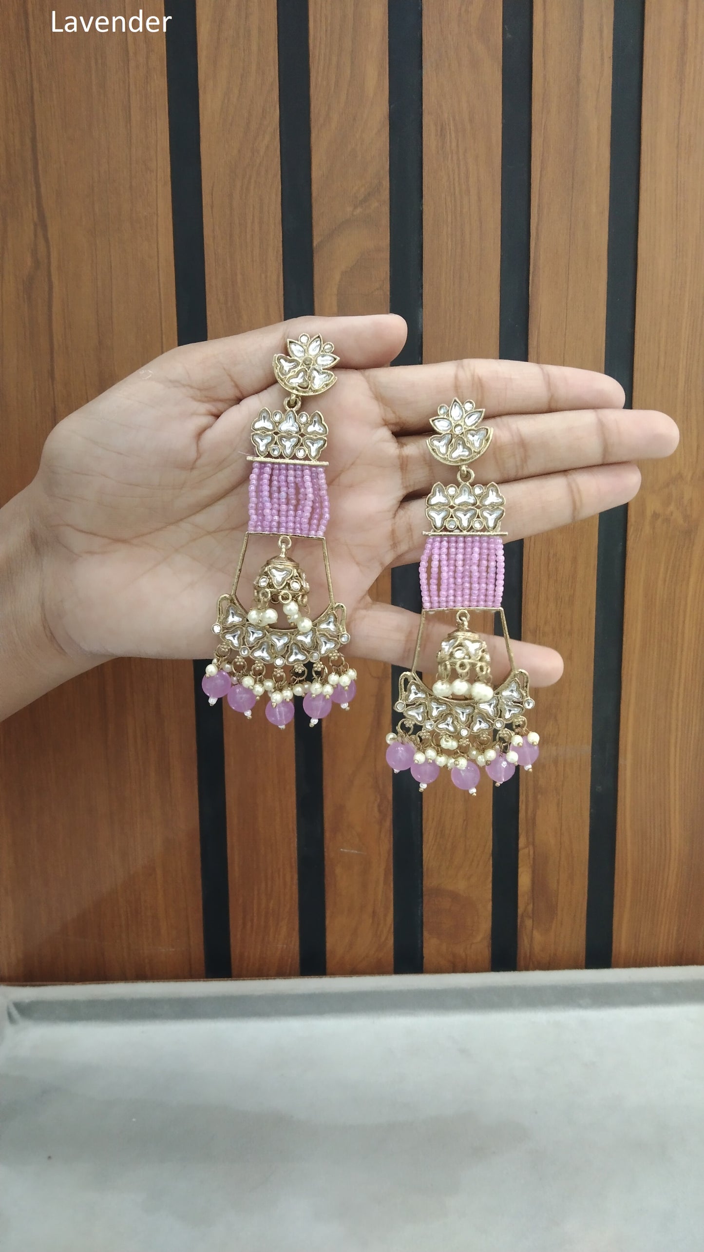 Indian Kundan Lavender Geetika Earrings