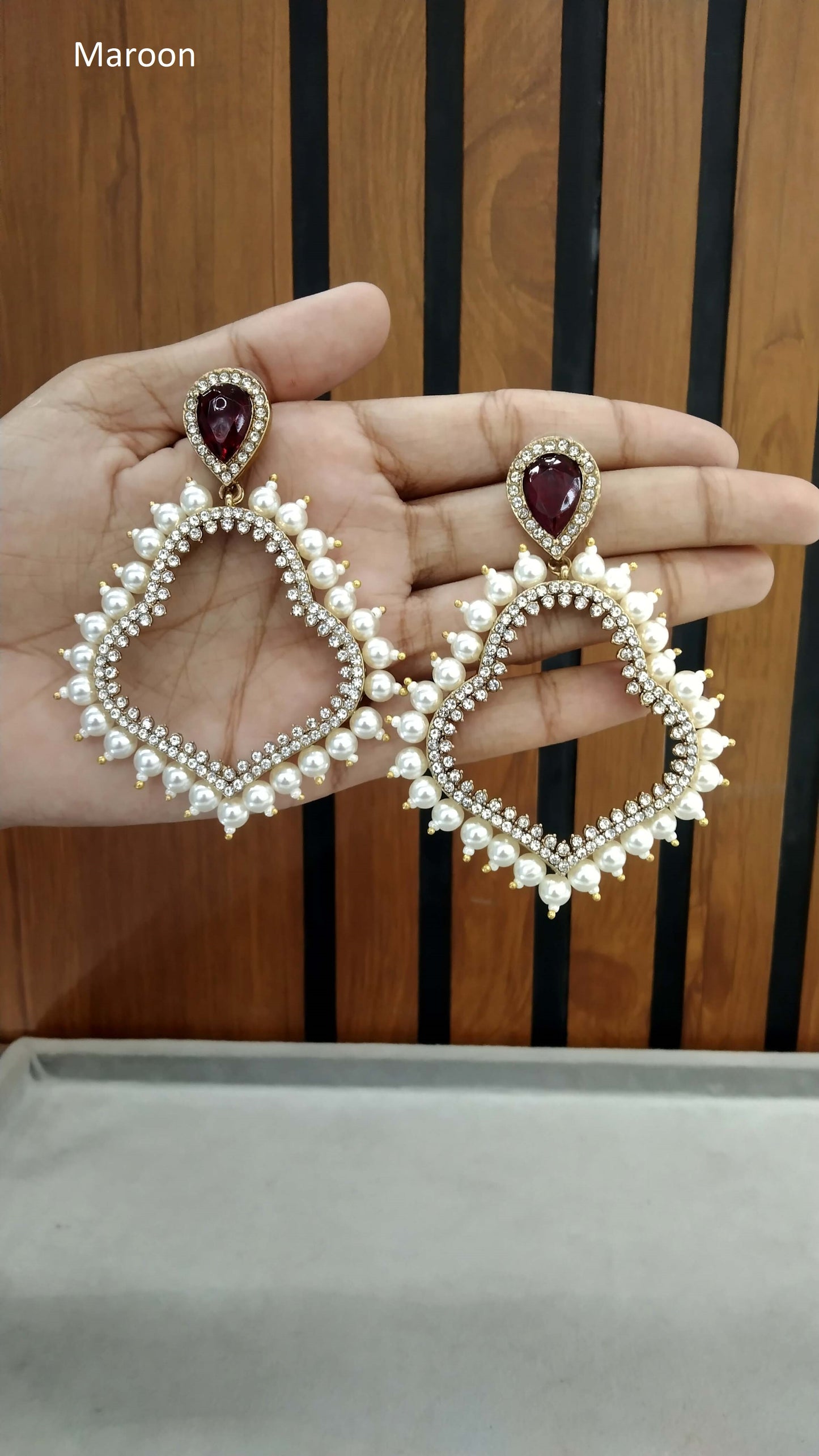 Indian Indowestern Maroon Ava Earrings