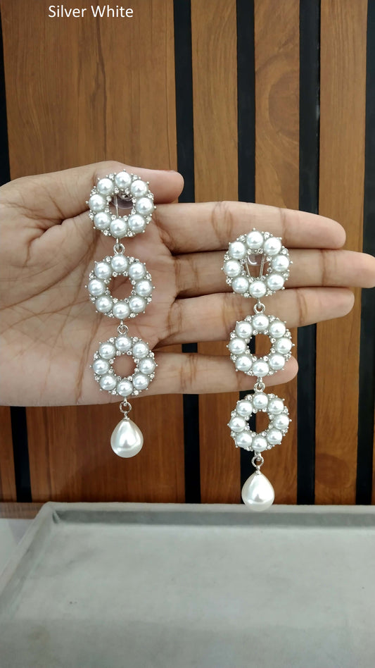 Indian Indowestern silver white Nimrat Earrings