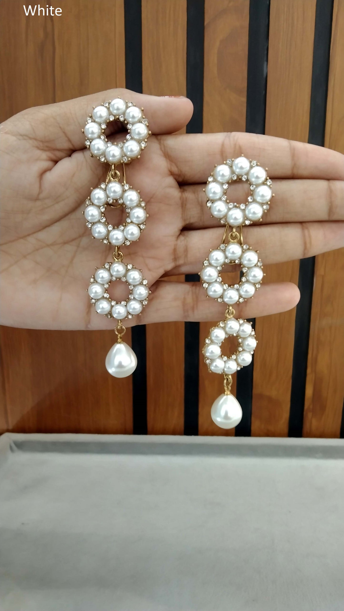 Indian Indowestern white Nimrat Earrings