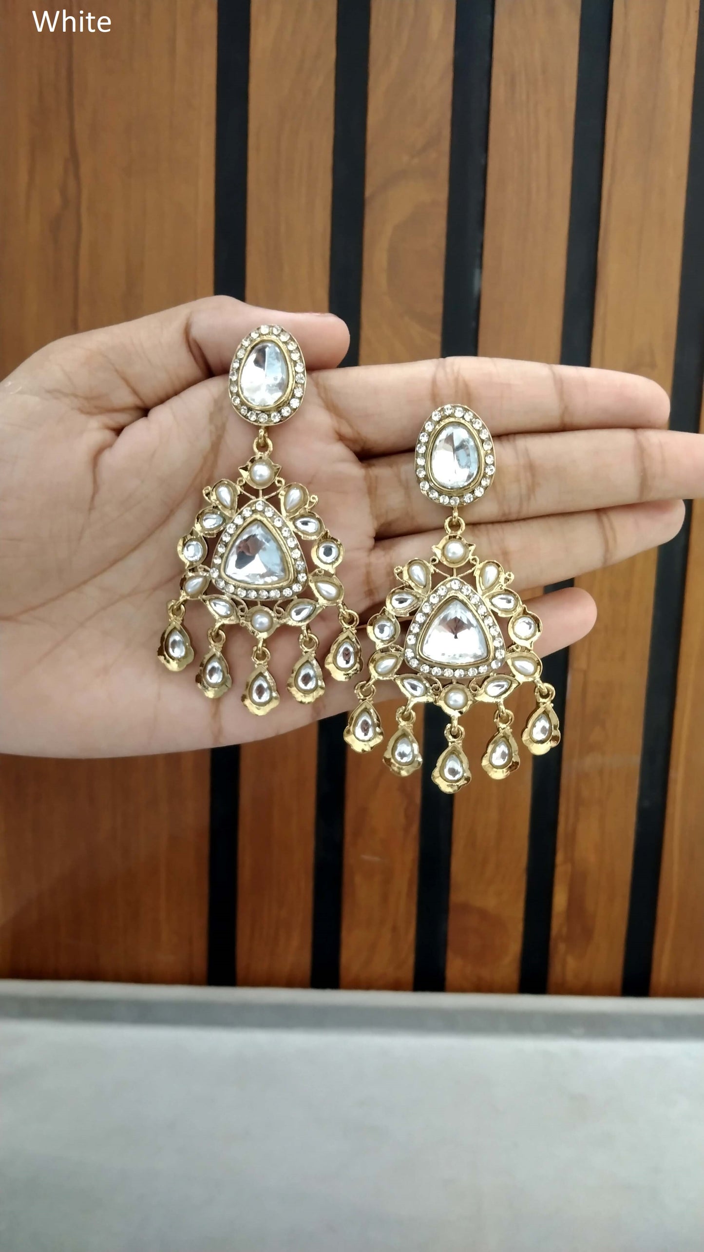 Indian Kundan White Sital Earrings