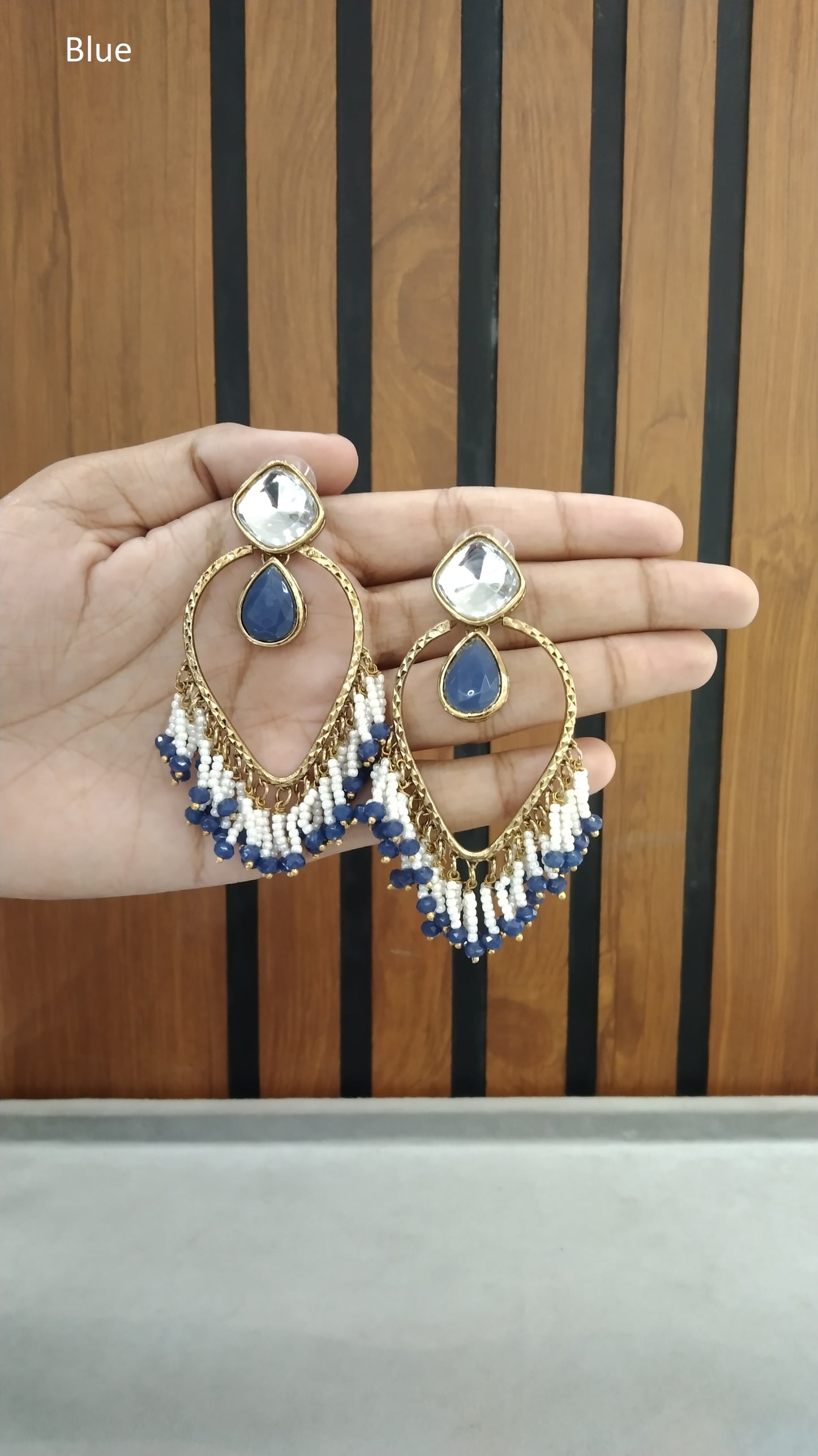 Indian Kundan Blue Ava Earrings