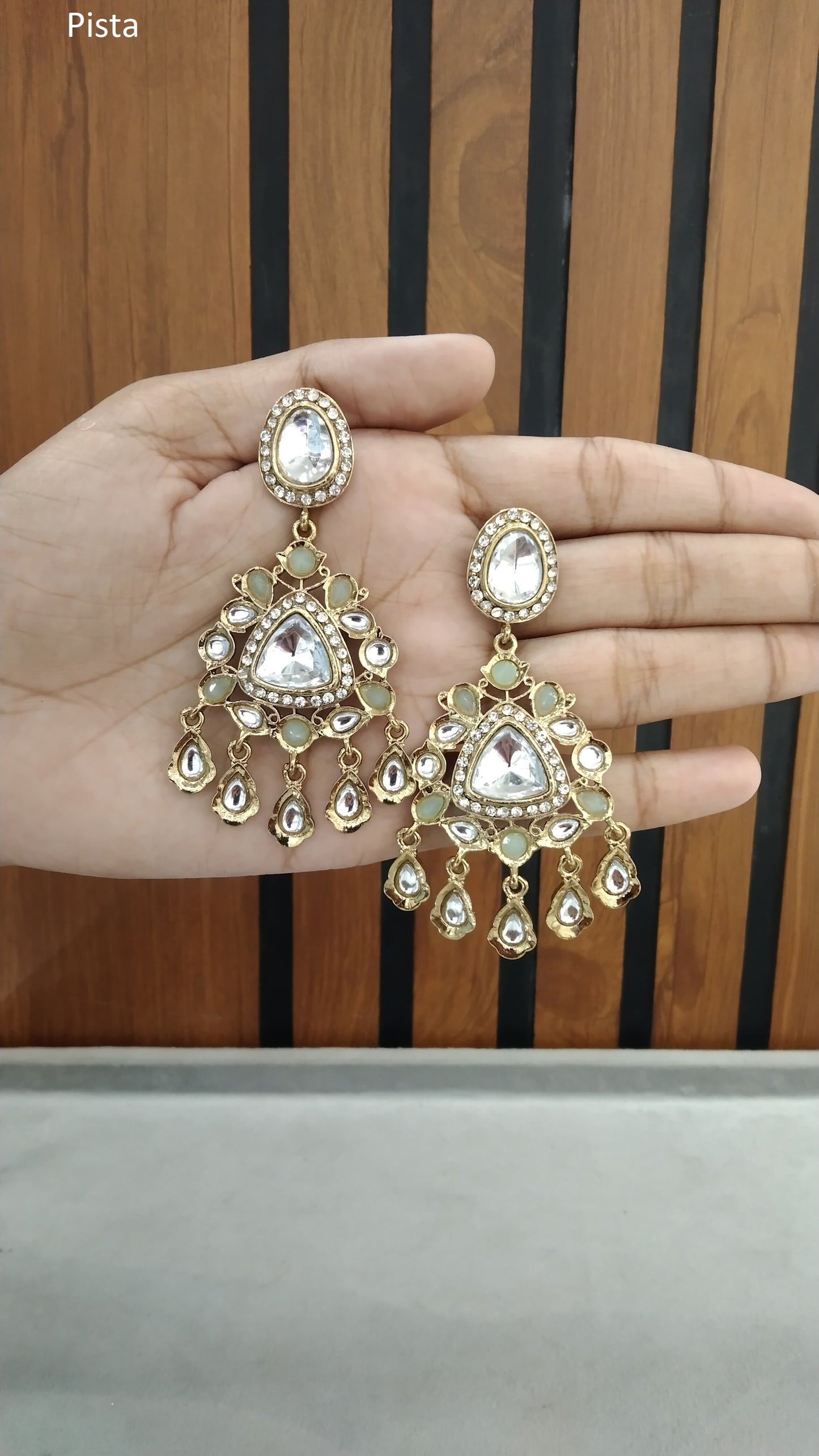 Indian Kundan Pista Sital Earrings