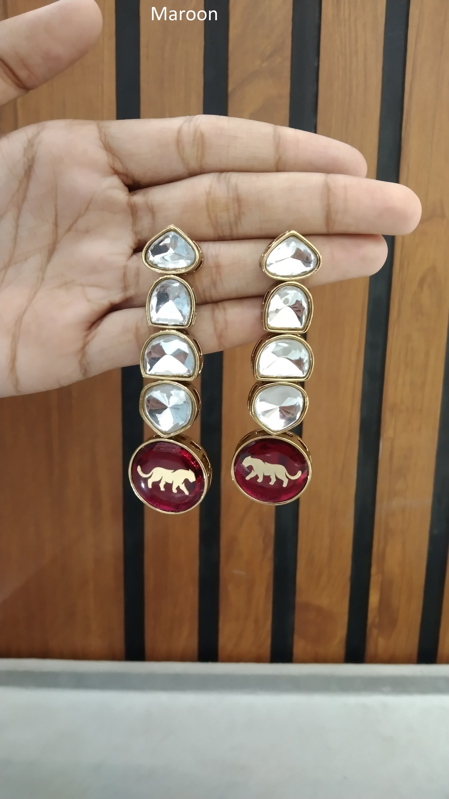 Indian Indowestern Maroon Nimrat Earrings