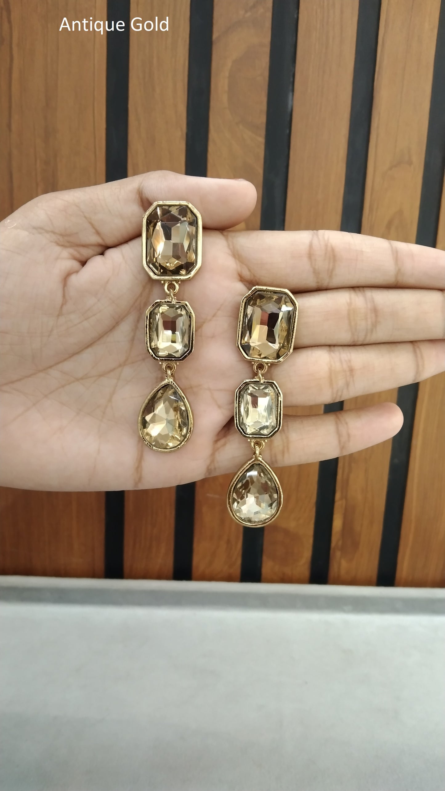 Indian Indowestern Antique Gold Nimrat Earrings