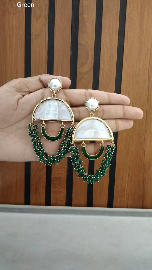 Indian Kundan Green ava Earrings