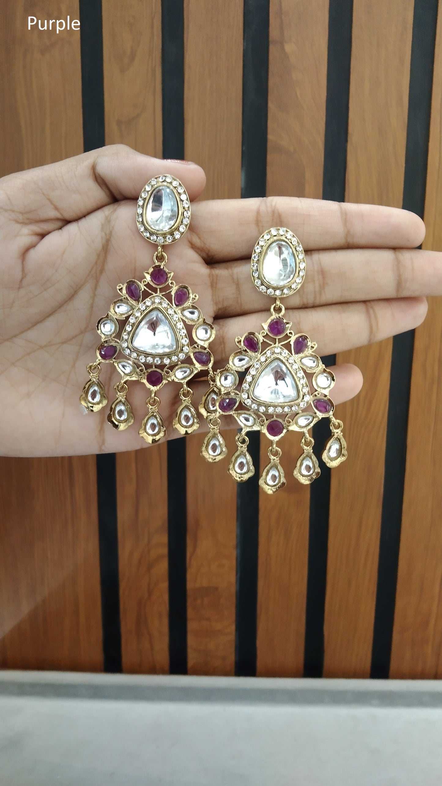 Indian Kundan purple Sital Earrings