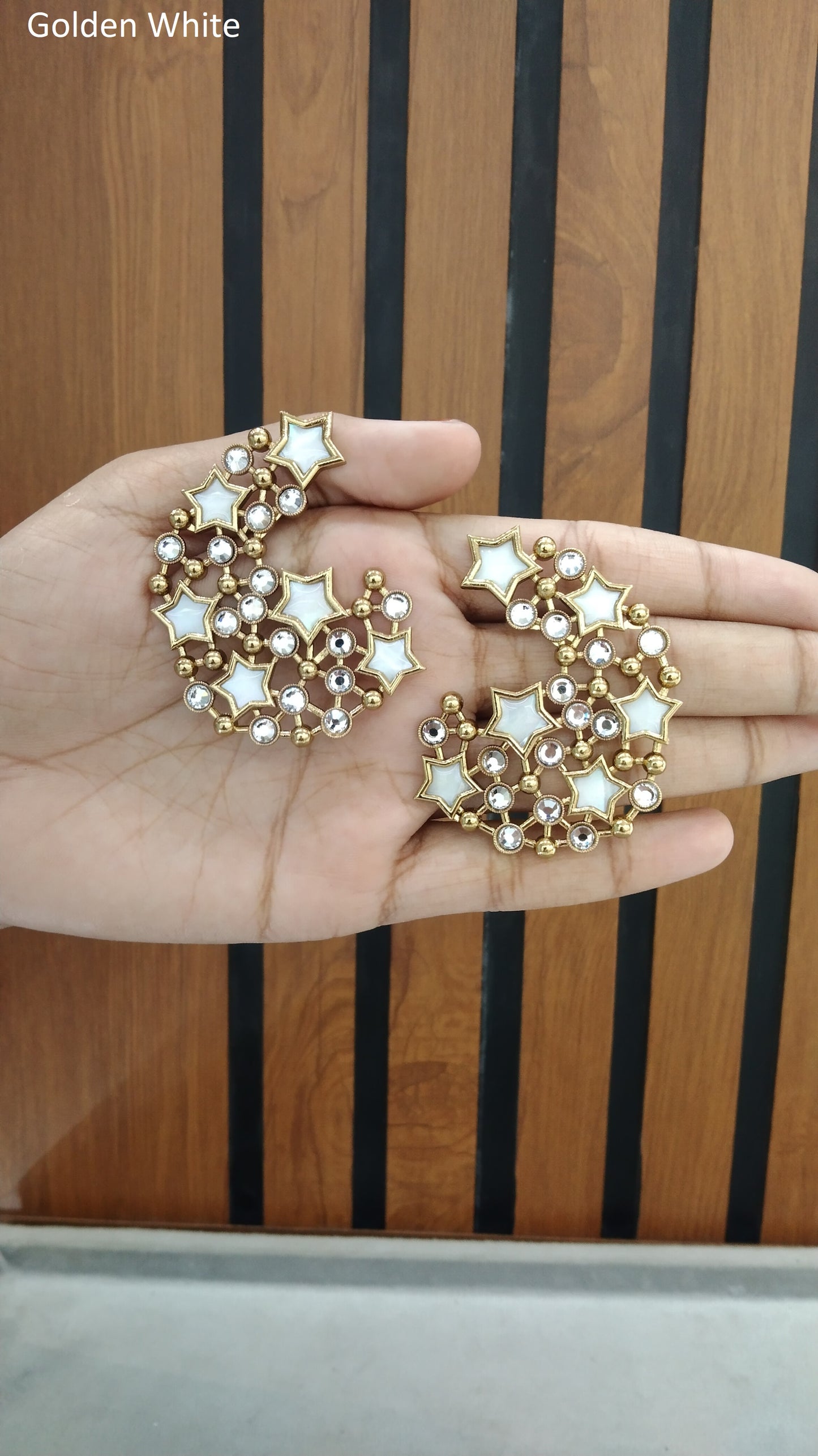 Indian Indowestern Golden white Nimrat Earrings