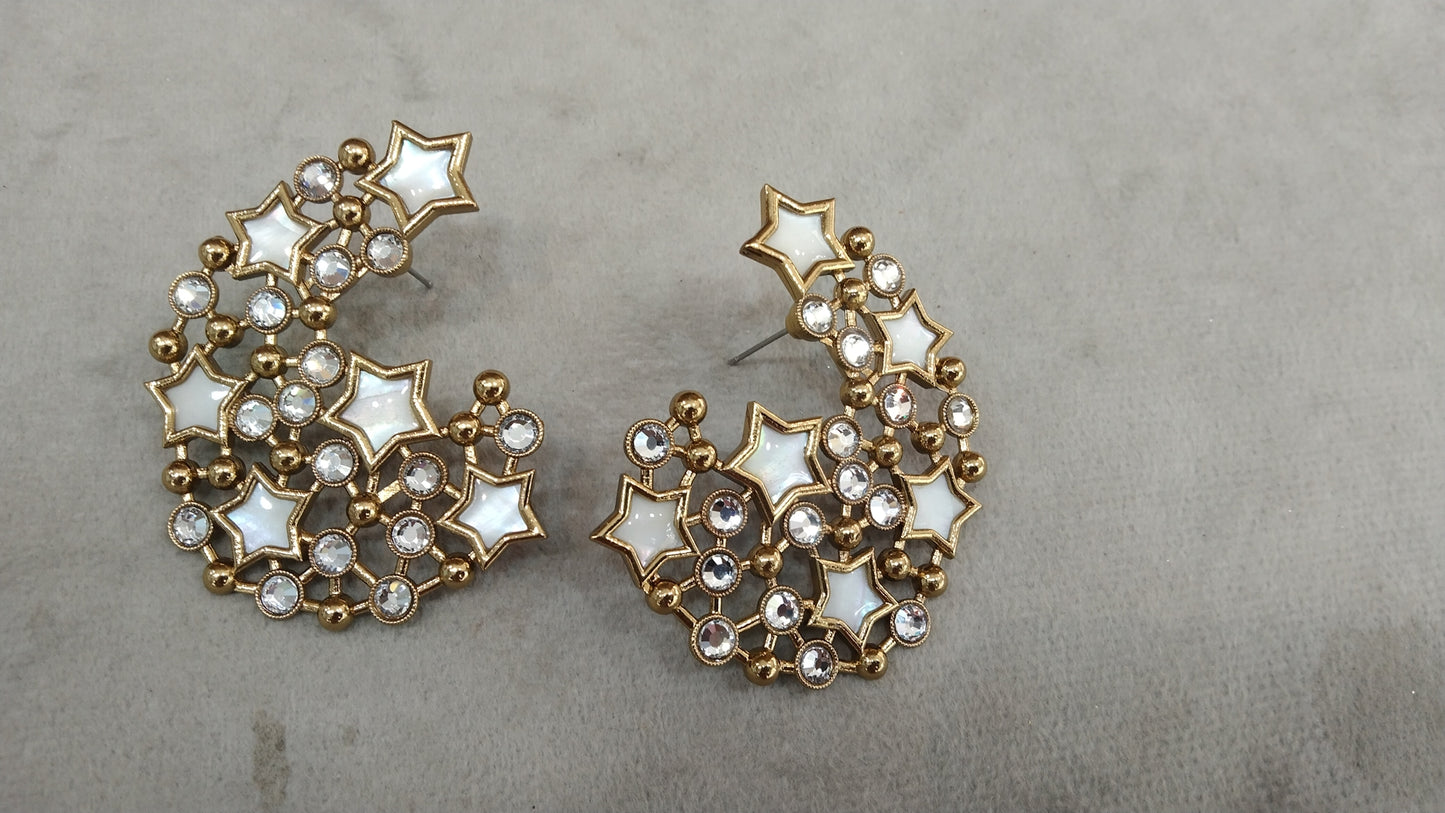 Indian Indowestern Golden white Nimrat Earrings