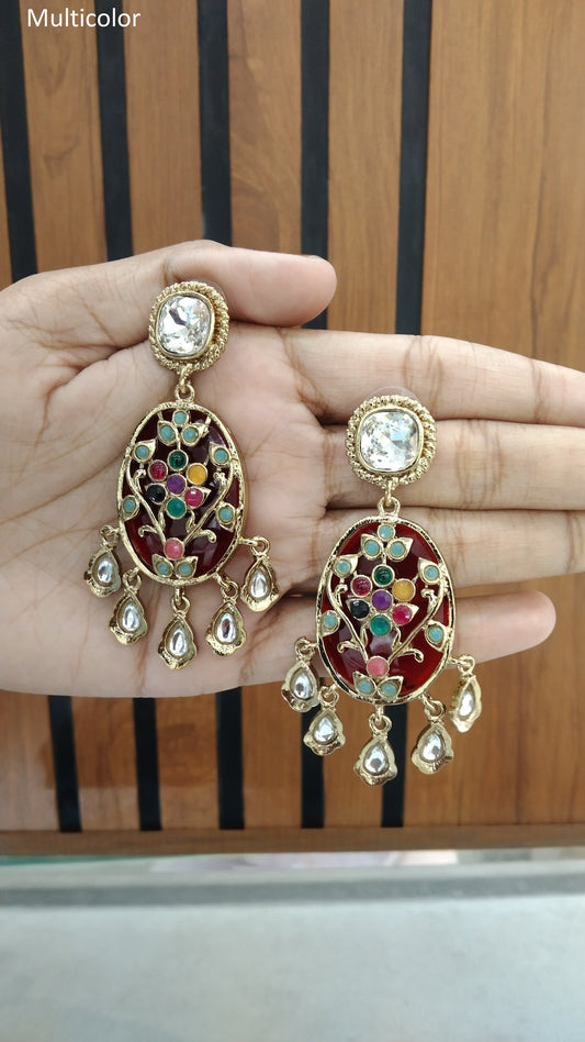 Indian Kundan Multicolor Naaz Earrings