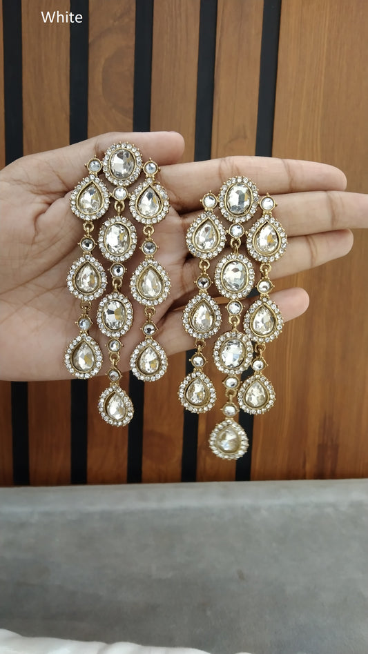 White Indian Earrings Mehak Jewellery