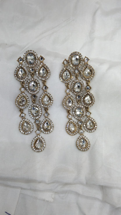 White Indian Earrings Mehak Jewellery