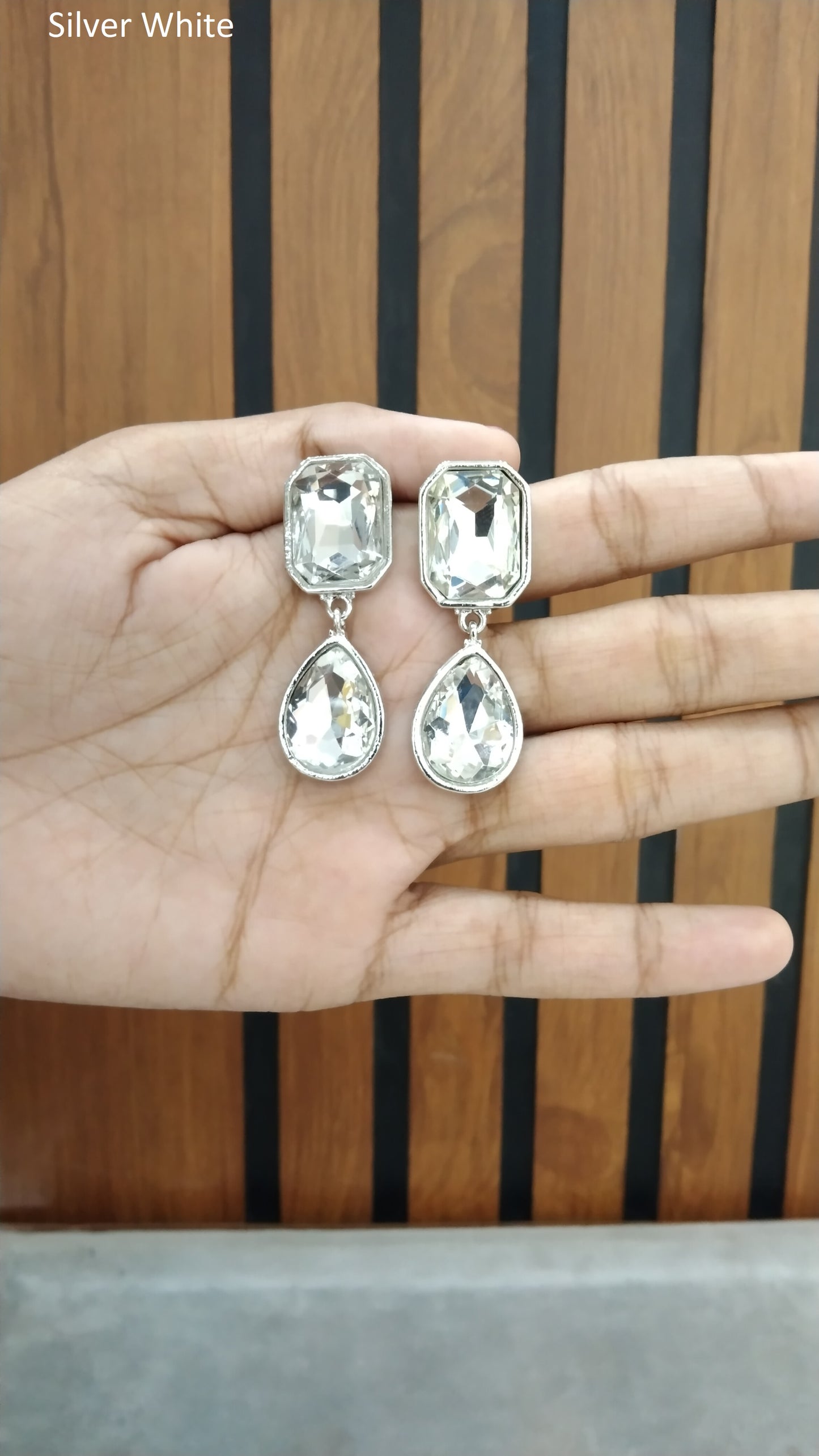 Silver White Indian Earrings Dilpreet Jewellery