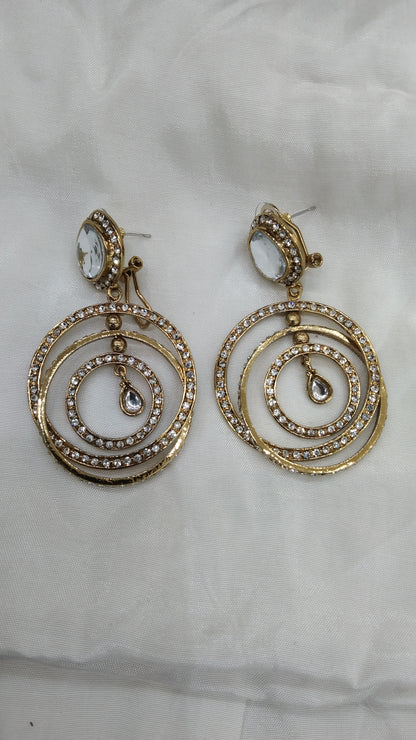 Gold white Indian Earrings Mehak Jewellery