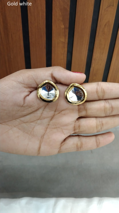 Gold White Indian Jewellery Studs/ Sharn Earrings