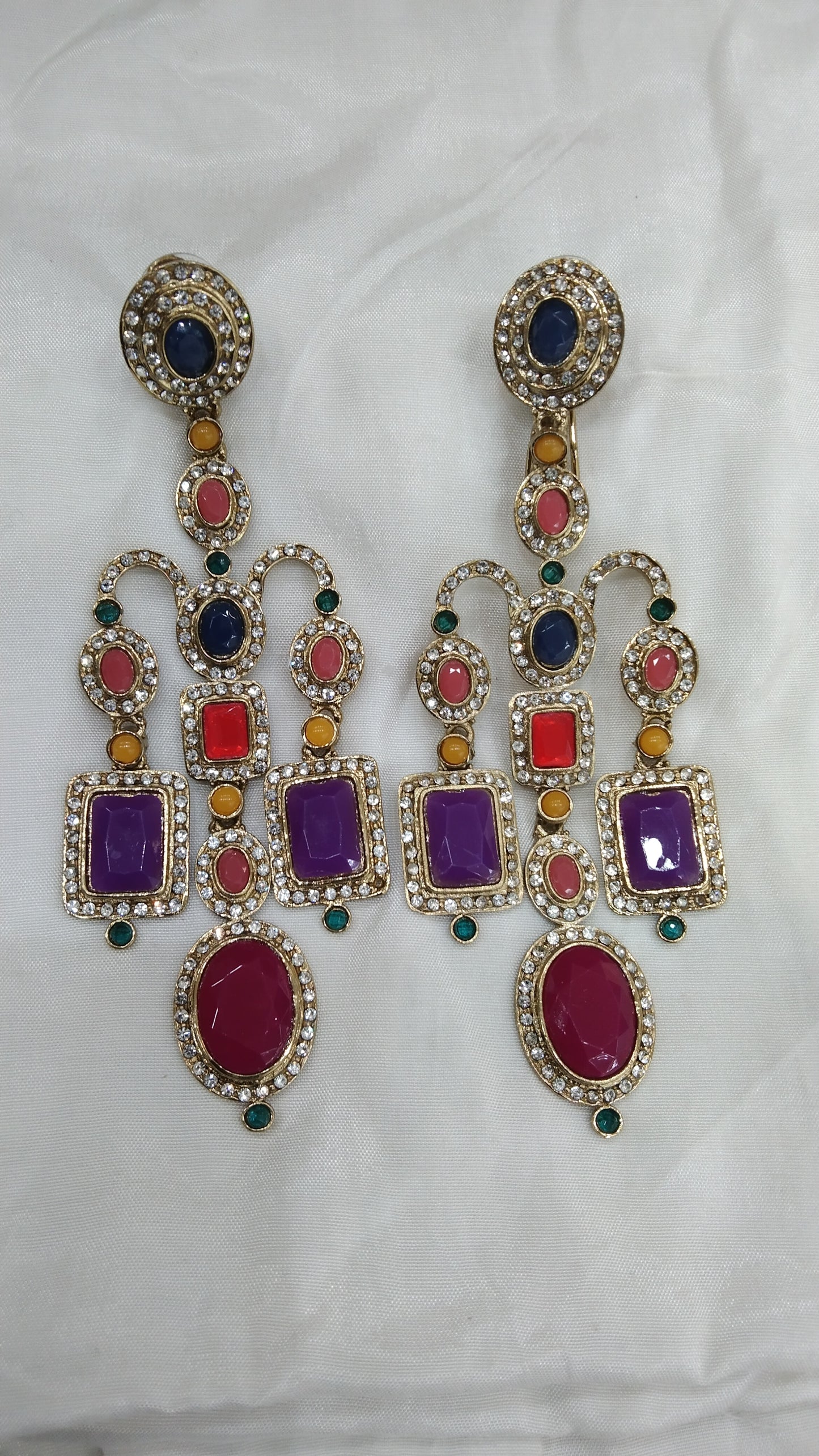 Maroon Green Indian Earrings Mehak Jewellery