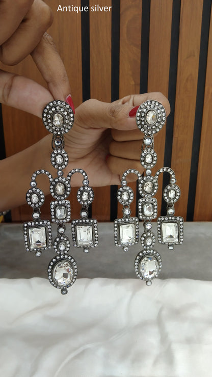 Antique Silver  Indian Earrings Amrit Jewellery