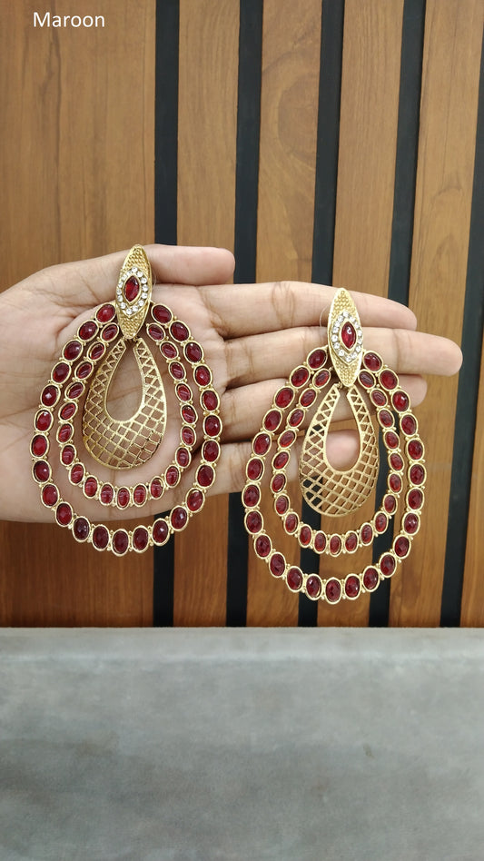 Maroon Indian Earrings Meet Jewellery