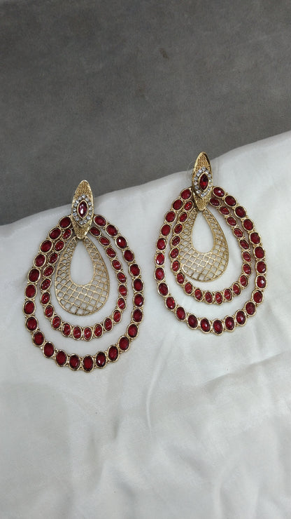 Maroon Indian Earrings Meet Jewellery