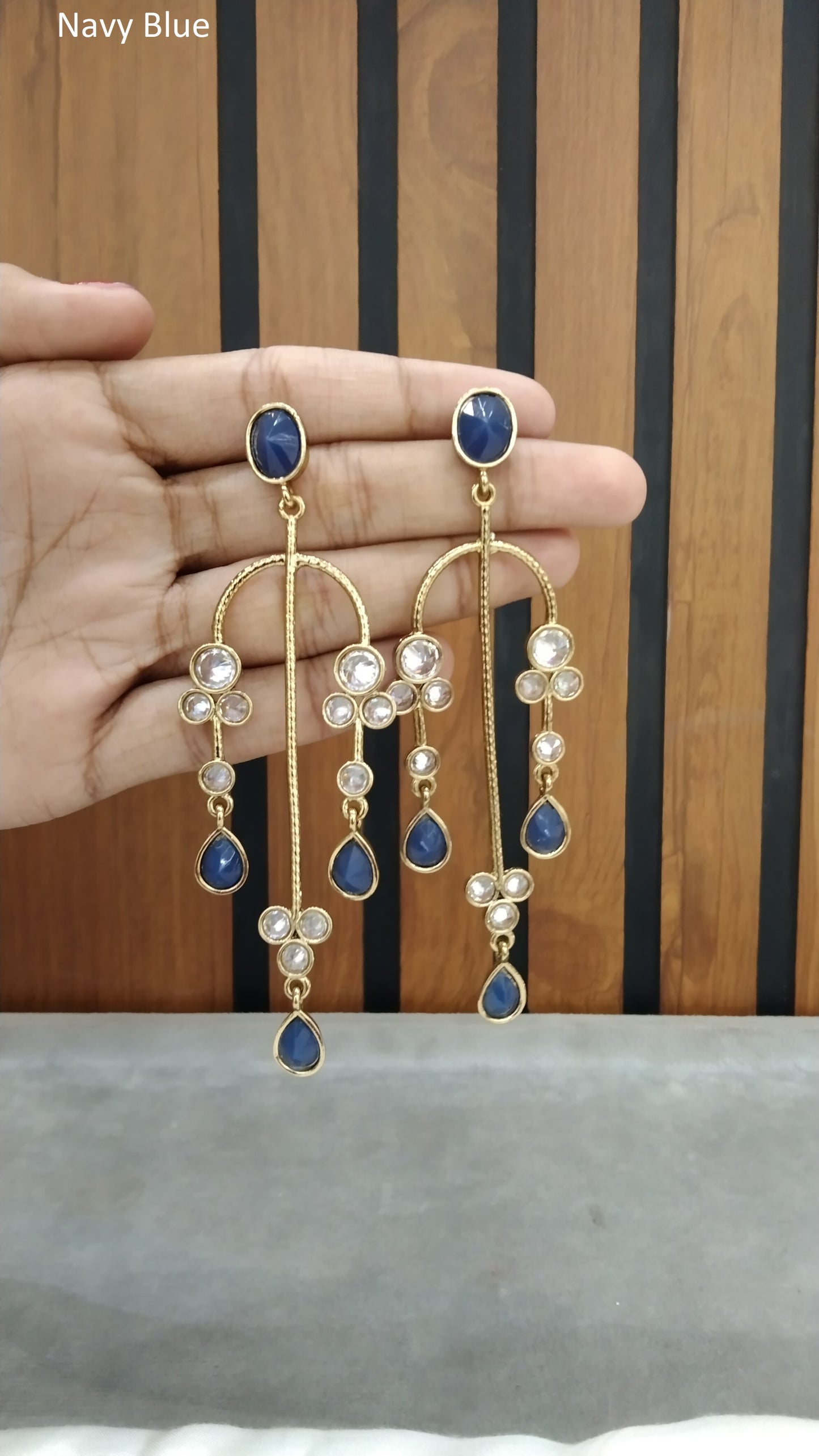 Indian Navy Blue Mannu Earrings