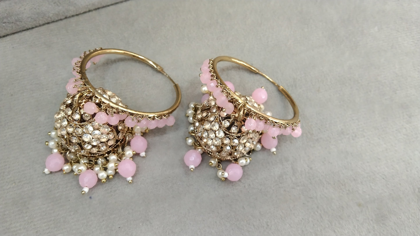 Jhumka Bali  Earrings/ Indian Baby pink Jewellery Jhumka/Punjabi Balli Jhumki