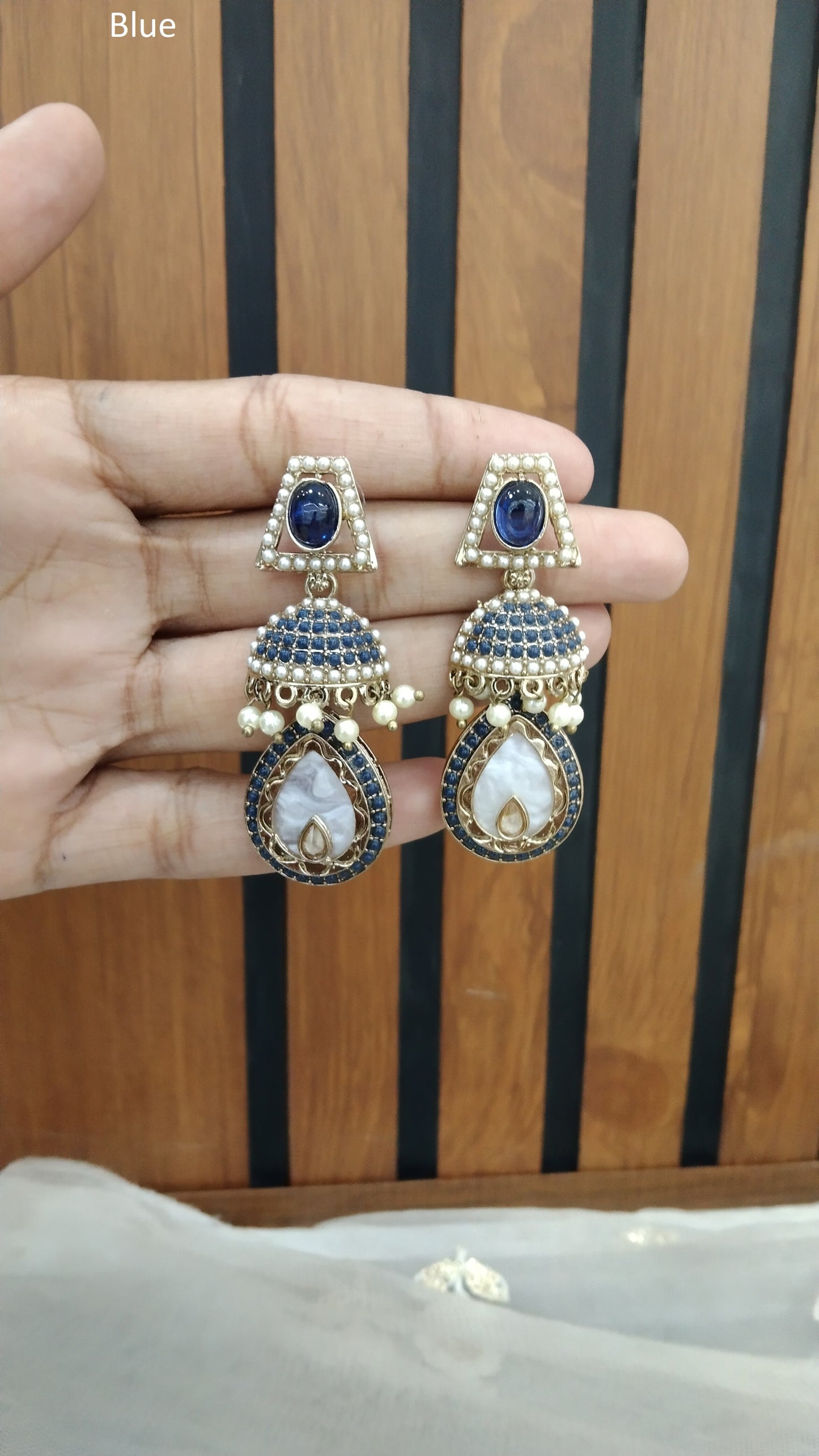 Indian pearl Blue mannat Earrings