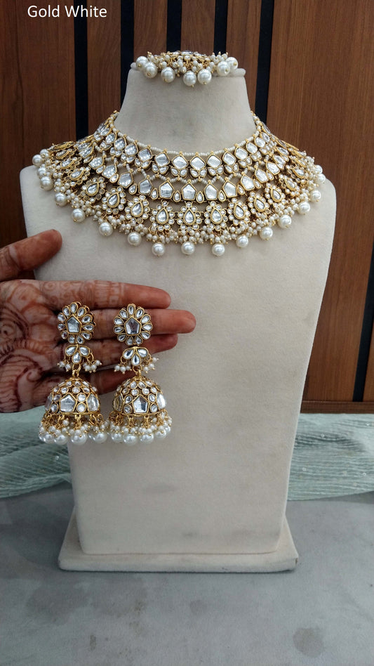 Gold Kundan Halskette Set/ Gold Gajjri Kundan Indischer Schmuck Kundan Sika Sets