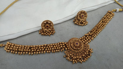 Gold polki choker Jewellery set/ Gold choker karishma set