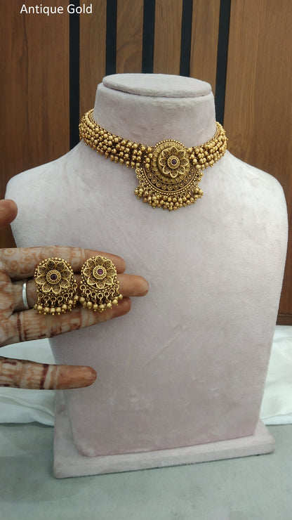 Gold polki choker Jewellery set/ Gold choker karishma set