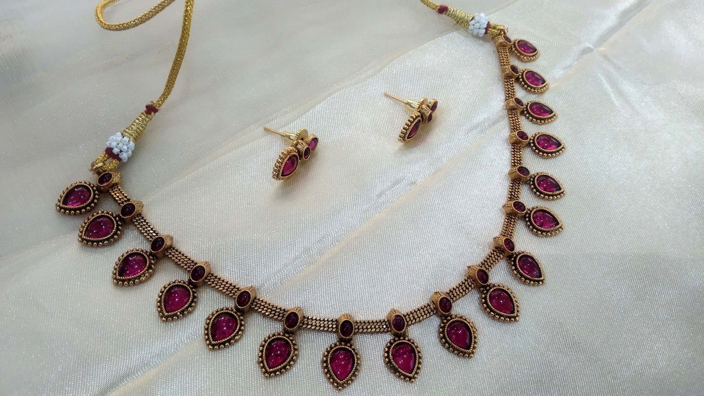 Gold polki Necklace Jewellery set/ Gold Nacklace Nishka set