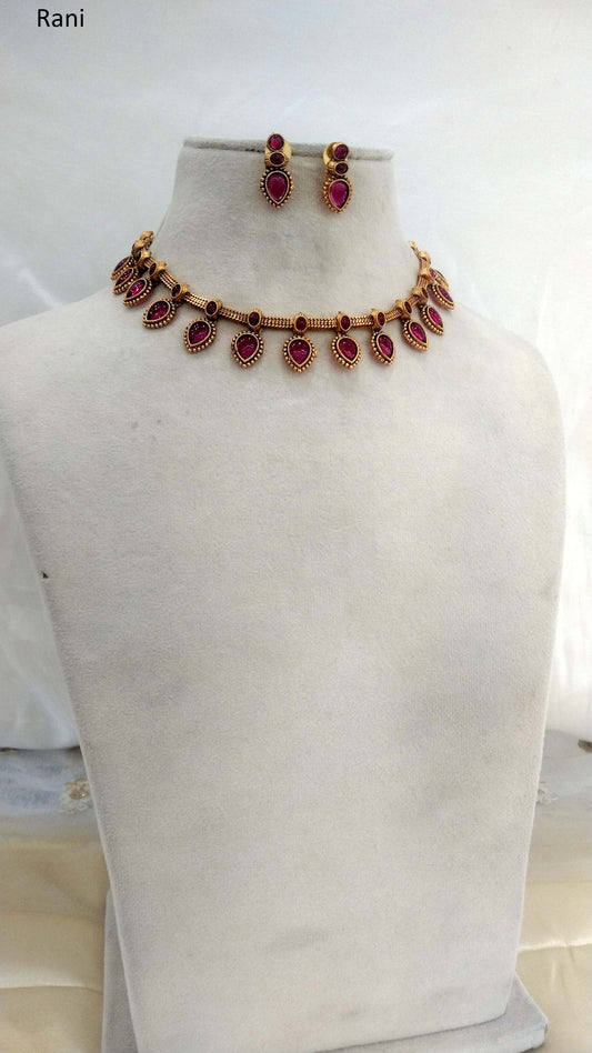 Gold polki Necklace Jewellery set/ Gold Nacklace Nishka set