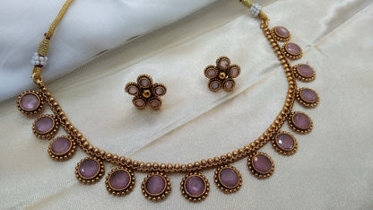 Gold polki Baby Pink Necklace Jewellery set/ Gold Nacklace Nishka set