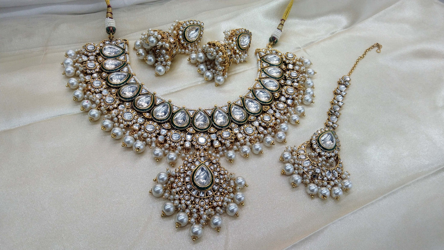 Kundan Necklace Set/ White Indian jewellery kundan kity sets