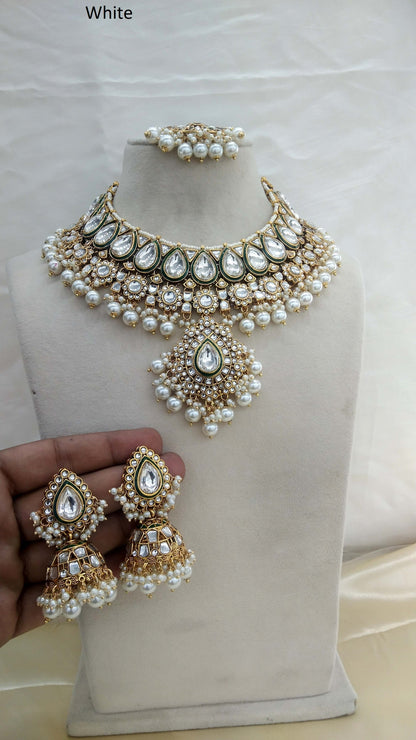 Kundan Necklace Set/ White Indian jewellery kundan kity sets