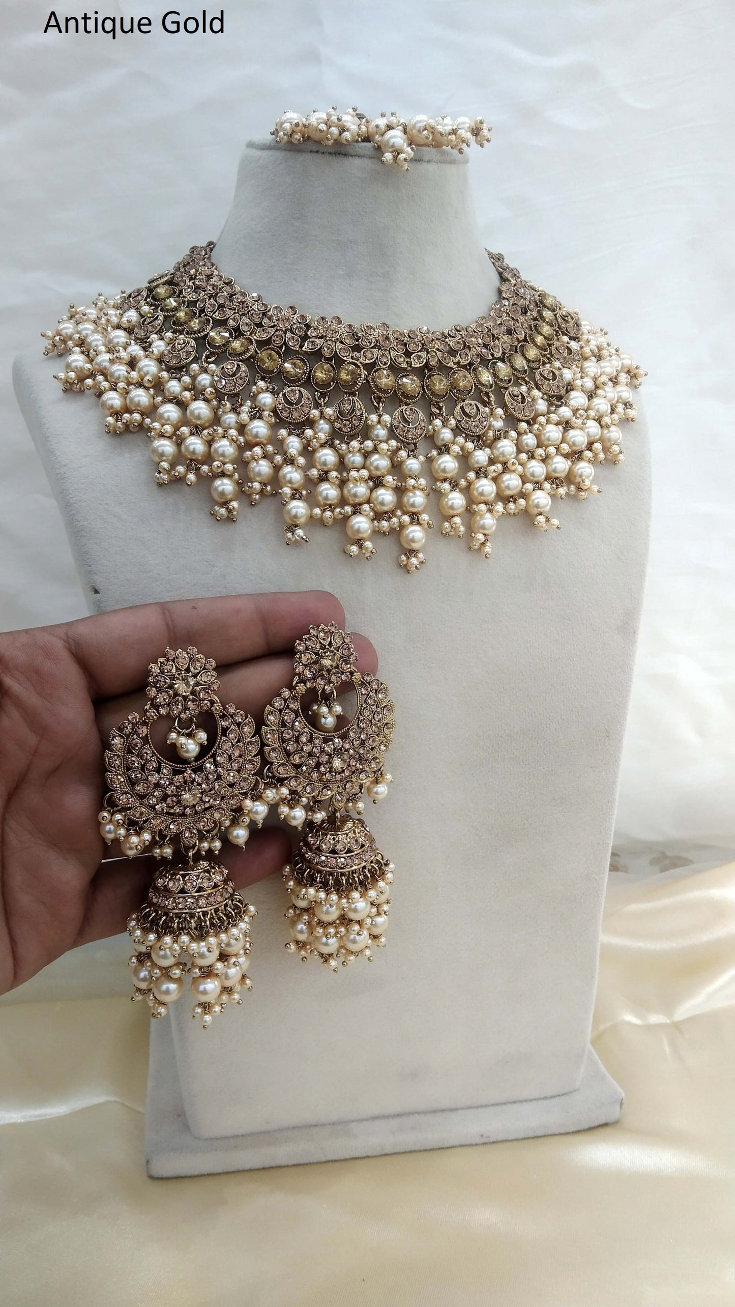 Antique Gold Necklace Set/ Indian Bridal Miller Jewellery